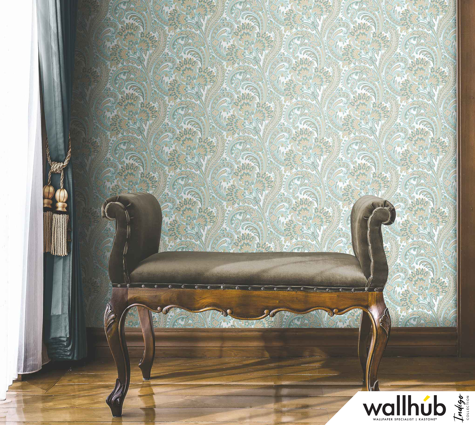 Wallhub Indigo - Classic Paisley Wallpaper 01