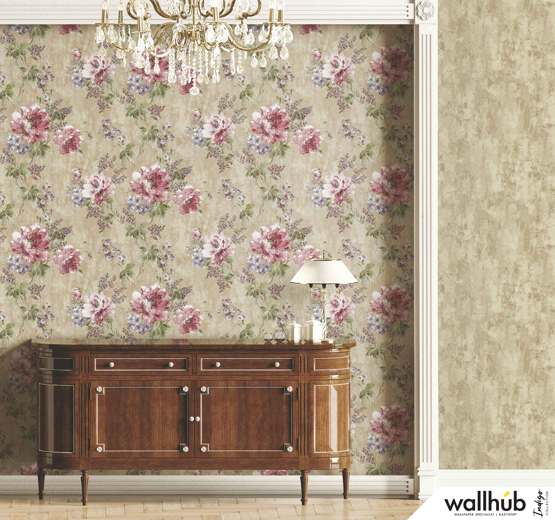 Wallhub Indigo - Gracious Floral Wallpaper 01