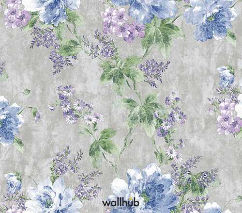 Wallhub Indigo - Gracious Floral Wallpaper 04