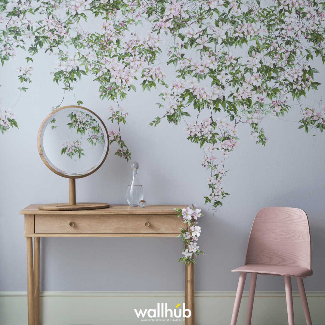 [Wallhub x Sian Zeng] Classic Clematis Mural - Dusty Blue