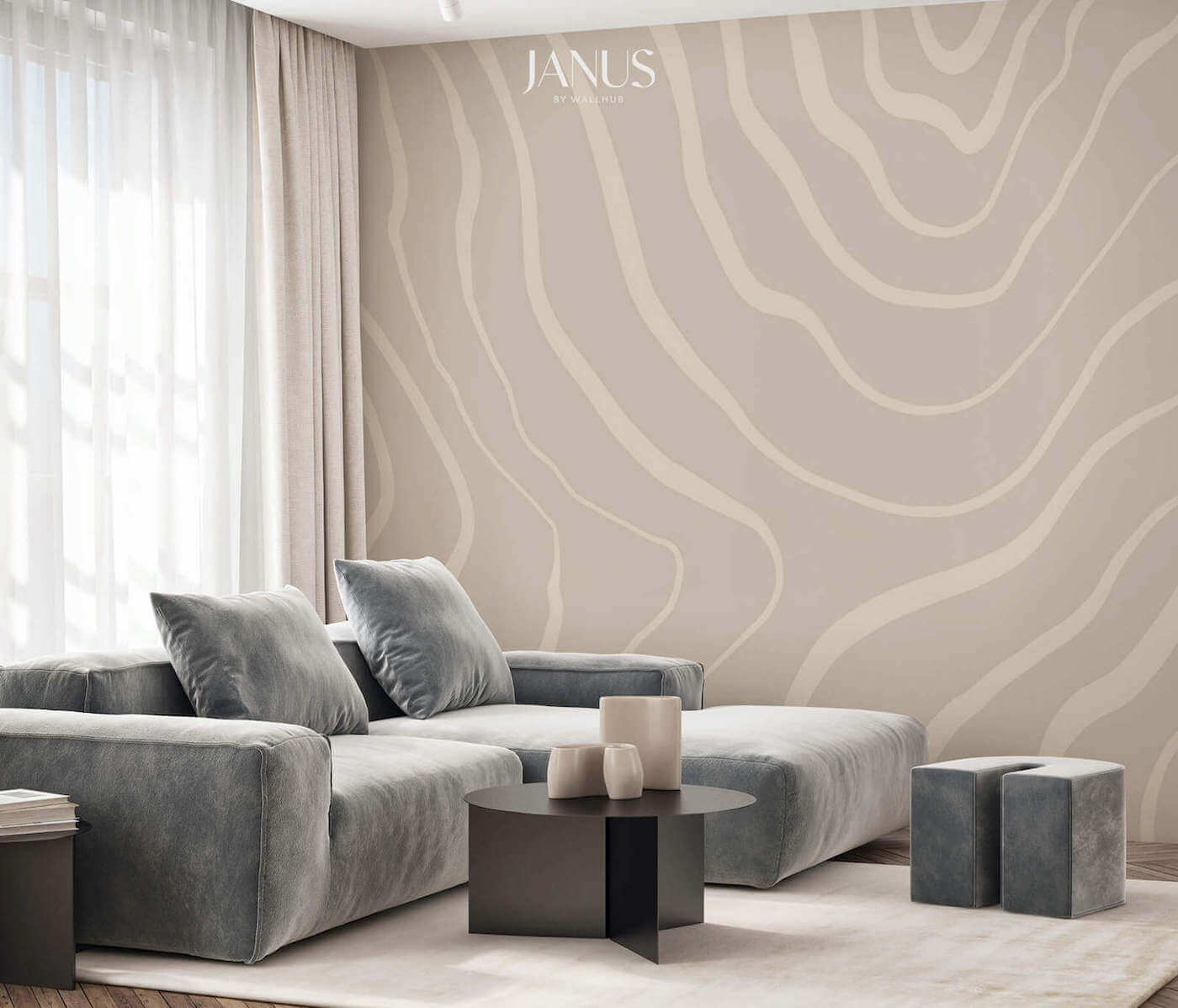 Wallhub Janus Mural Wallpaper - Coconut Savor