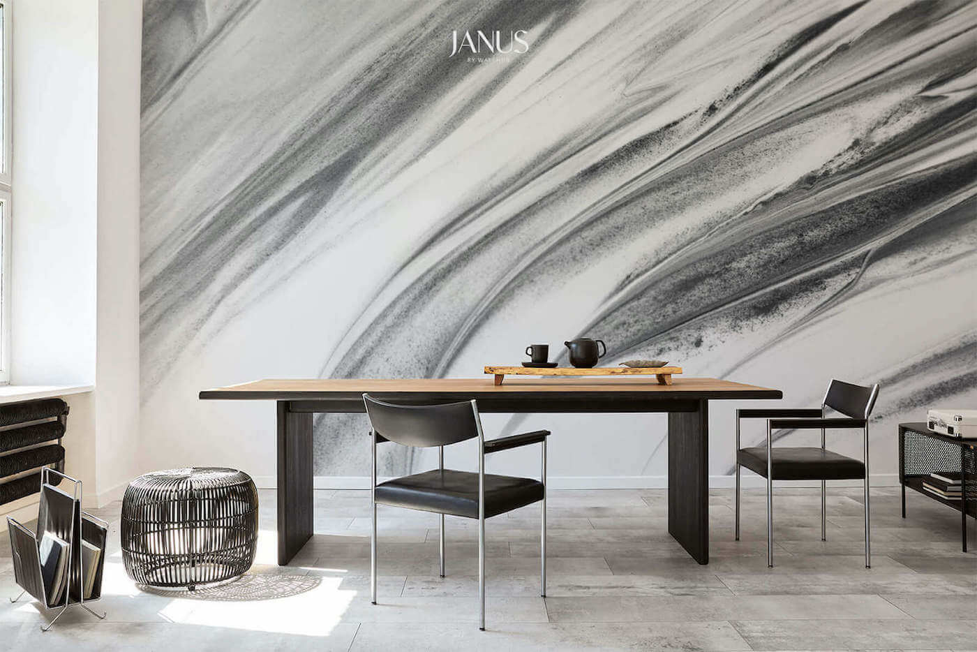 Wallhub Janus Mural Wallpaper - Graphite