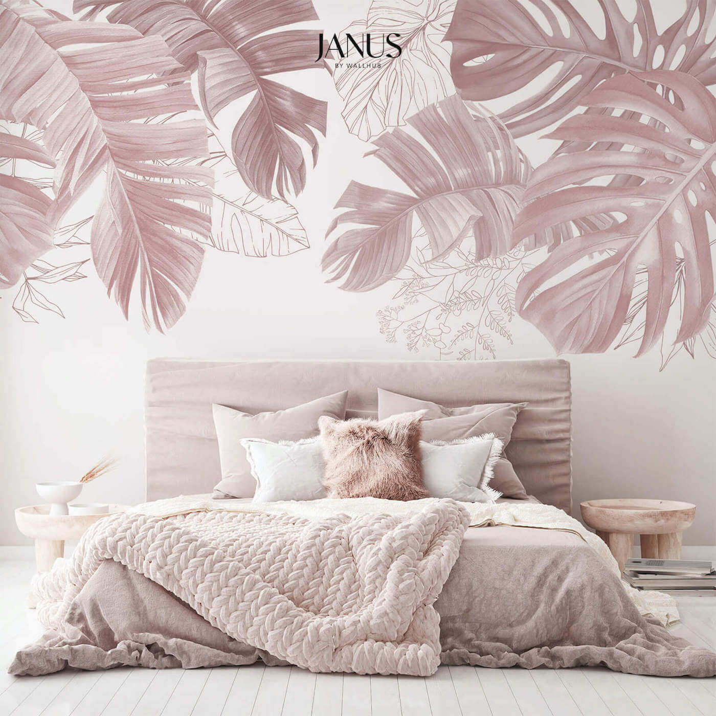 Wallhub Janus Mural Wallpaper - Pink Bali