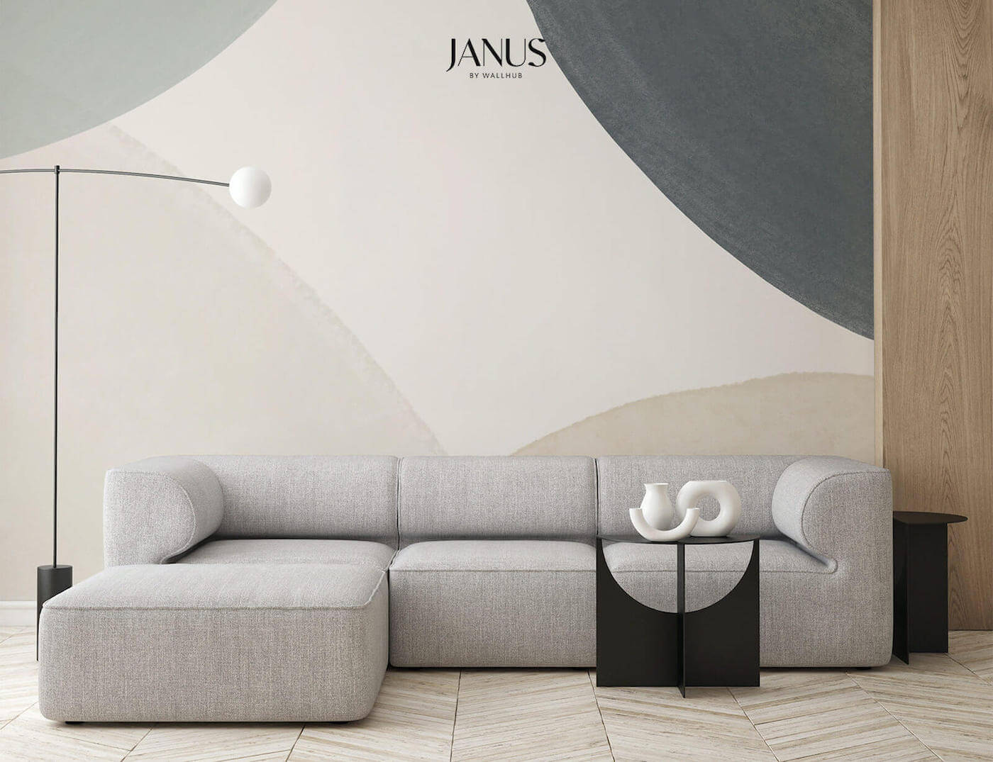 Wallhub Janus Mural Wallpaper - Sage Mauve