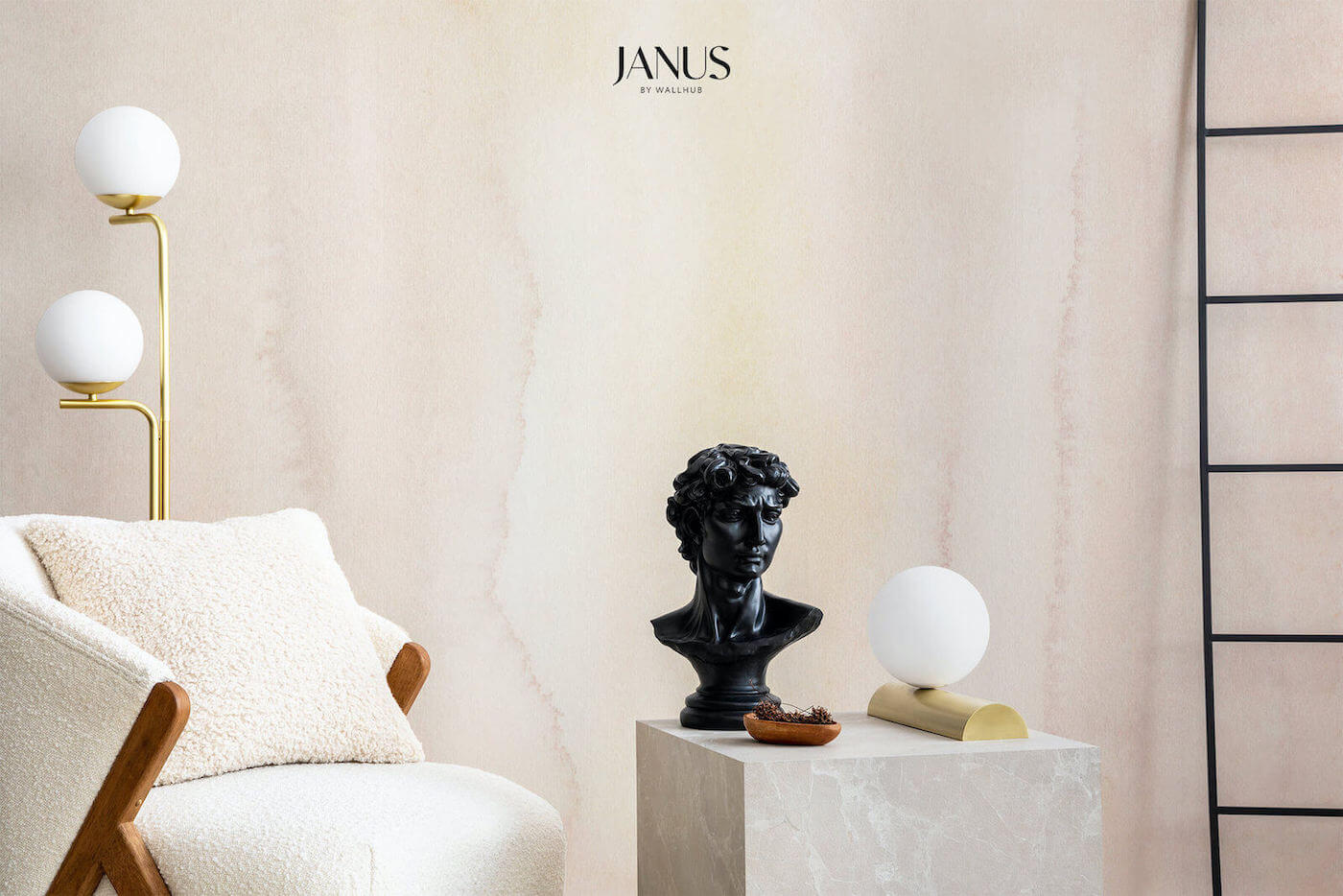 Wallhub Janus Mural Wallpaper - Salt Honey