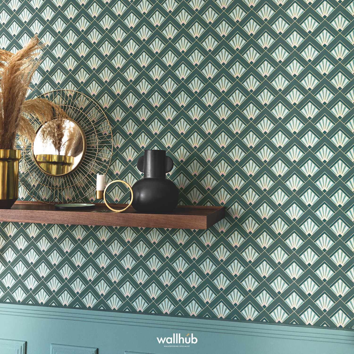 Wallhub Caselio Elegance_EFFERVESCENCE_VERT_EMERAUDE_VIOLET_DORE_105317024