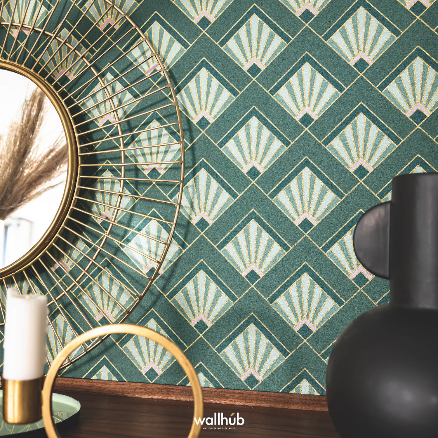 Wallhub Caselio Elegance_EFFERVESCENCE_VERT_EMERAUDE_VIOLET_DORE_105317024 2