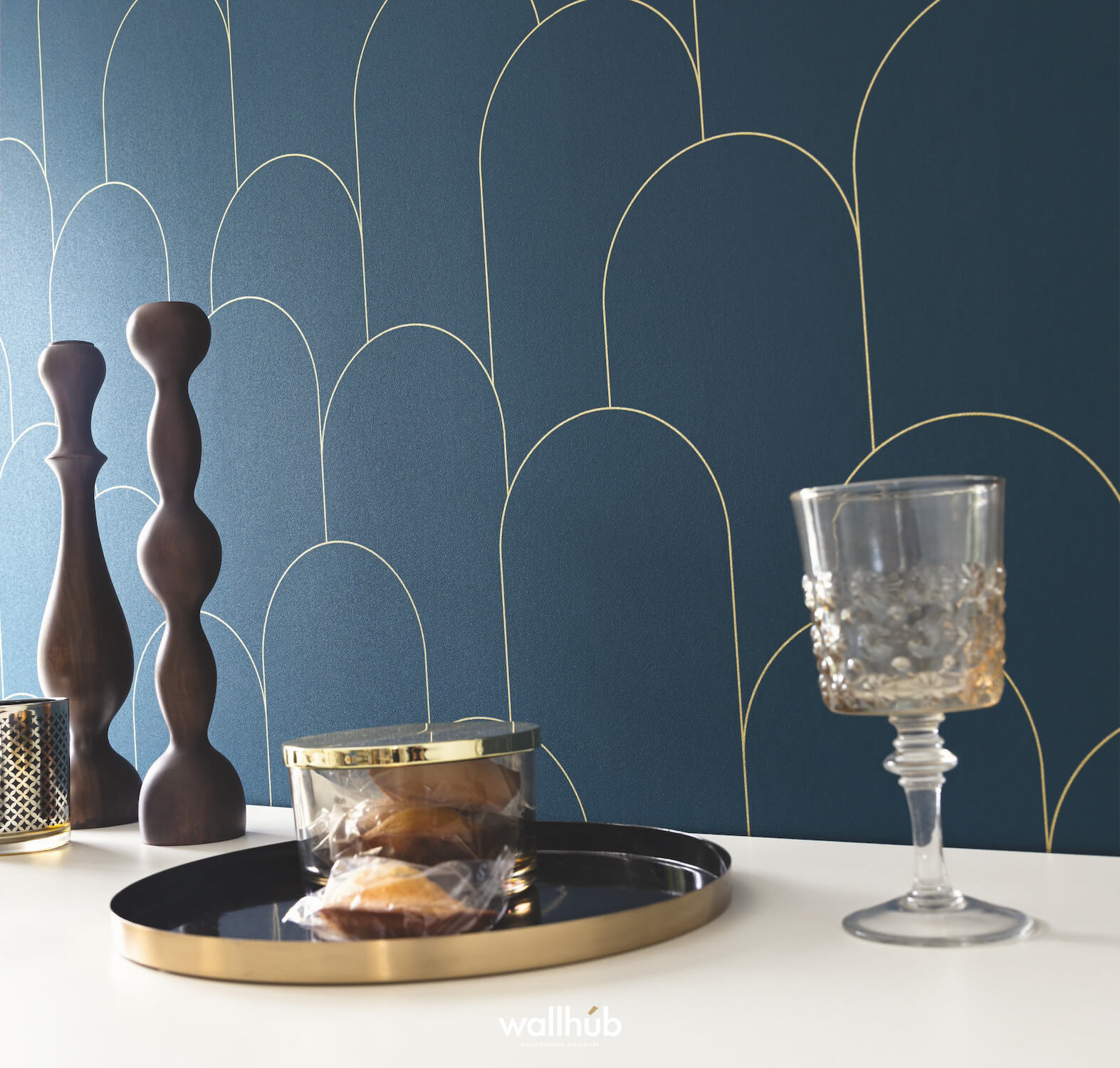 Wallhub Caselio Elegance_ORNAMENT_BLEU_NUIT_DORE_105281022 2
