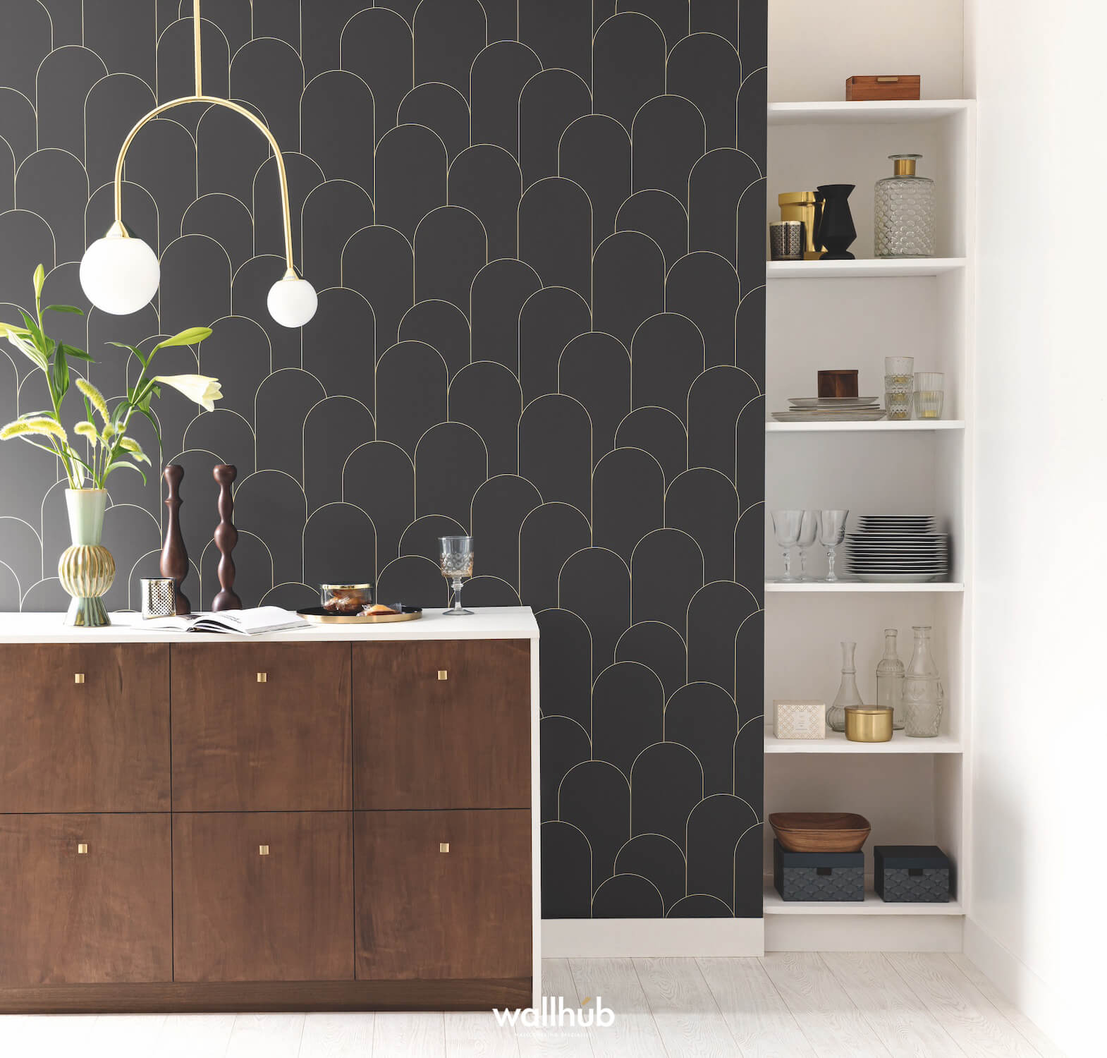 Wallhub Caselio Elegance_ORNAMENT_NOIR_DORE_105289020